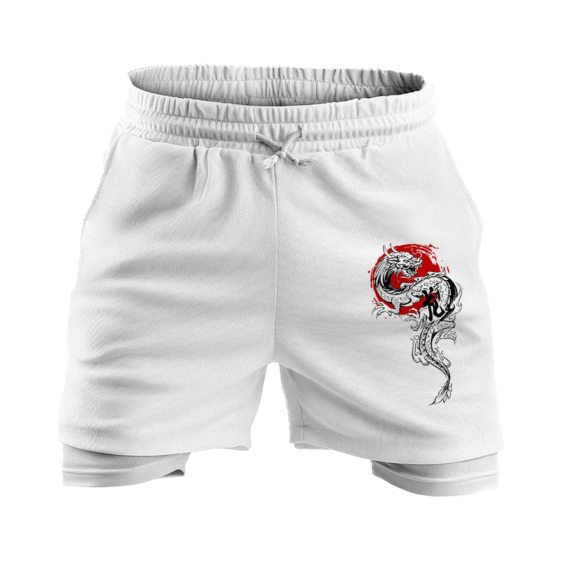 Shorts de Compressão 2 em 1 Dragon Japan – Força e Tradição no Seu Estilo